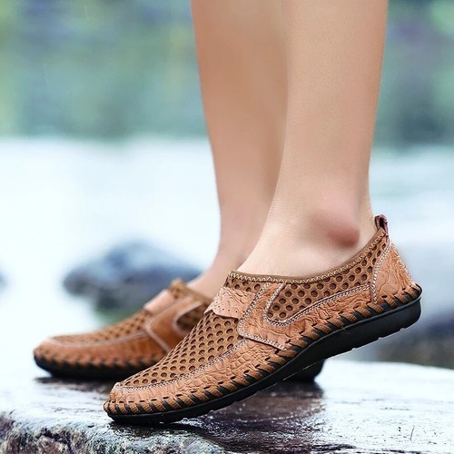 Zapatos informales de malla transpirable para hombre Tenis ligeros Sin cordones Mocasines planos - Imagen 19 de 28