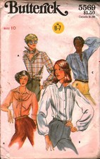 5569 Vintage Butterick SEWING Pattern Misses 1970s Semi Fitted Buttoned Blouse