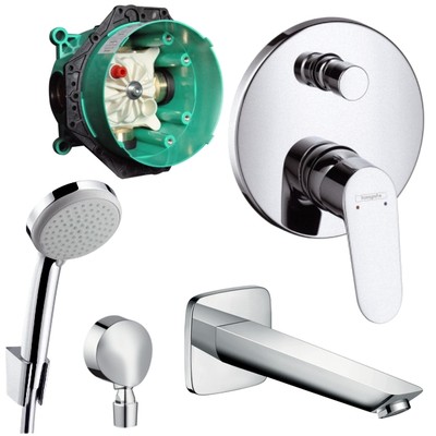Hansgrohe Unterputz Wannen Set, Focus E2, Croma 100, iBox, Logis Wanneneinlauf