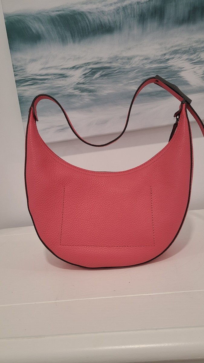 New Longchamp Roseau Essential Small Leather Pink Half Moon