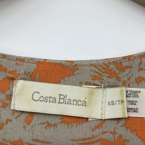 Camicetta donna Costa Blanca senza maniche scollo a v arancione grigio farfalla taglia XS - Foto 3 di 6
