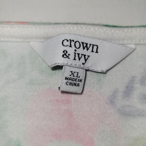 Crown & Ivy Shirt Girls XL Pink Green Eyelet Trim Sleeveless Cotton Preppy Beach - Picture 5 of 10