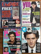 *LOT of 4* ORLANDO BLOOM Magazines - Empire, ym, Teen People, GQ - 2003/2004