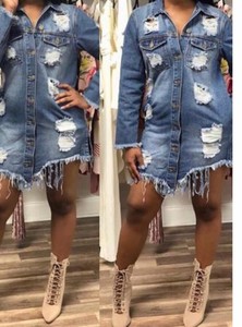 ripped denim dress