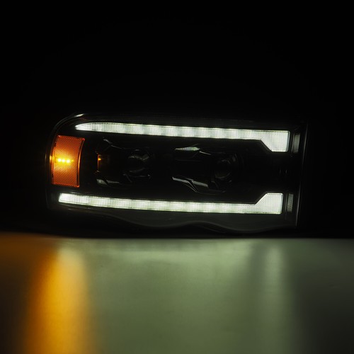 FIT 02-05 Dodge Ram 1500/2500/3500 LED Drl Dual Projector Headlights Alpha Black - Bild 4 von 8