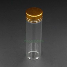 50ml 100mm x 30mm Empty Clear Glass Bottle Display Storage Vials Gold Al Cap