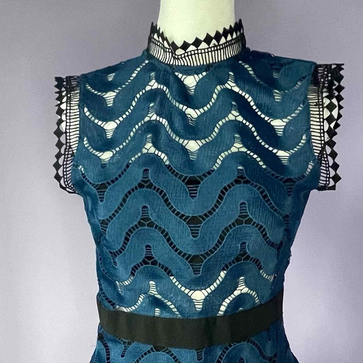 Self Portrait Scalloped Lace Midi Dress (2) | eBay
