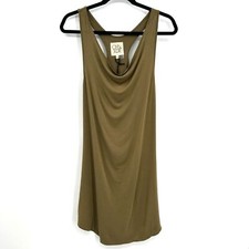 NWT CHASER Olive Green Cool Jersey Cowl Neck Racerback Stretch Mini Dress Medium