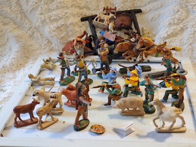 Elastolin Toy Lot cowboys Indians and more elastolin figures lot of 15 + all 