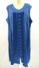 Colin Blue Embroidered Button-Up Sleeveless A-Line Dress Size XXL