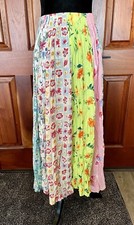 Vtg 90s Maxi Skirt Pastel Floral Broomstick Crinkle Pleat Cottage Core Boho