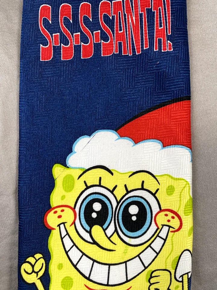 Bob Esponja Pantalones Cuadrados Cuello Corbata Nickelodeon Navidad Vintage 2002 Papá Noel Foto 3 de 4