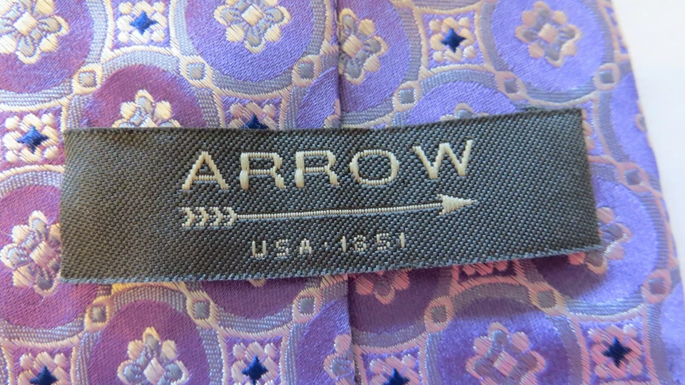 Corbata clásica para hombre Arrow patrón púrpura lavanda con brillo brillante negocios Foto 2 de 4