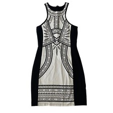 Express Black White Sleeveless Bodycon Mini Dress Tribal Aztec Size S Stretch