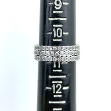 Rhodium over 925 Silver Cubic Zirconia Stackable Rings 6.1 gram Sz. 11 -Set of 3