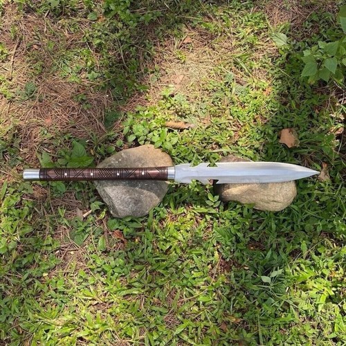 CUSTOM HAND FORGED D2 STEEL VIKING SPEAR COMBAT KNIFE SURVIVAL SPEAR W/Sheath - Picture 2 of 5