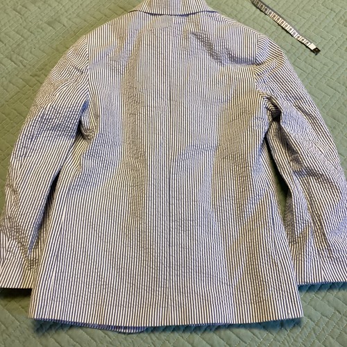 Boys Blue/white Stripped IZOD Size 7 Reg Haiti Blazer Jacket Seersucker - Picture 8 of 8