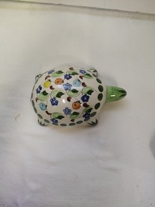 Talavera Mexican Multicolor Clay Turtle Signed