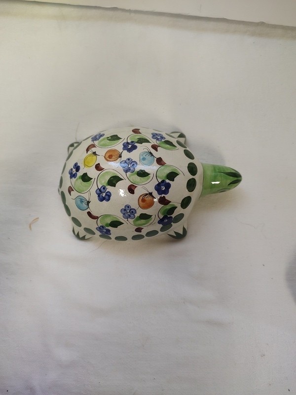 Talavera Mexican Multicolor Clay Turtle Signed