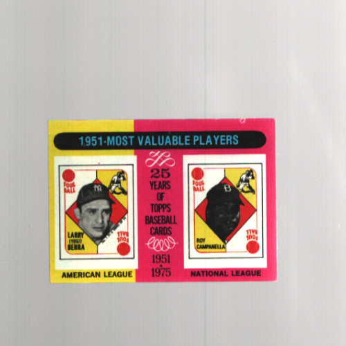 1975 Topps Baseball 1951 MVP Berra- Campanella Card # 189 EXC
