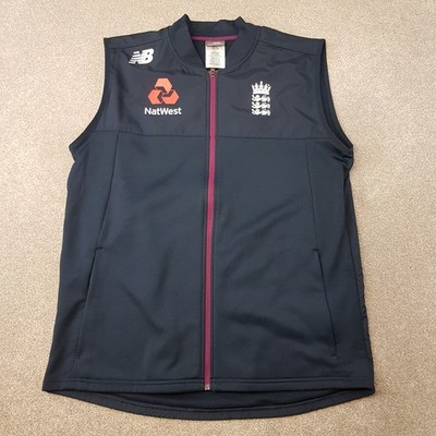 England Cricket Vest Jacket Large Blue NB Training Gilet Zip Up ECB