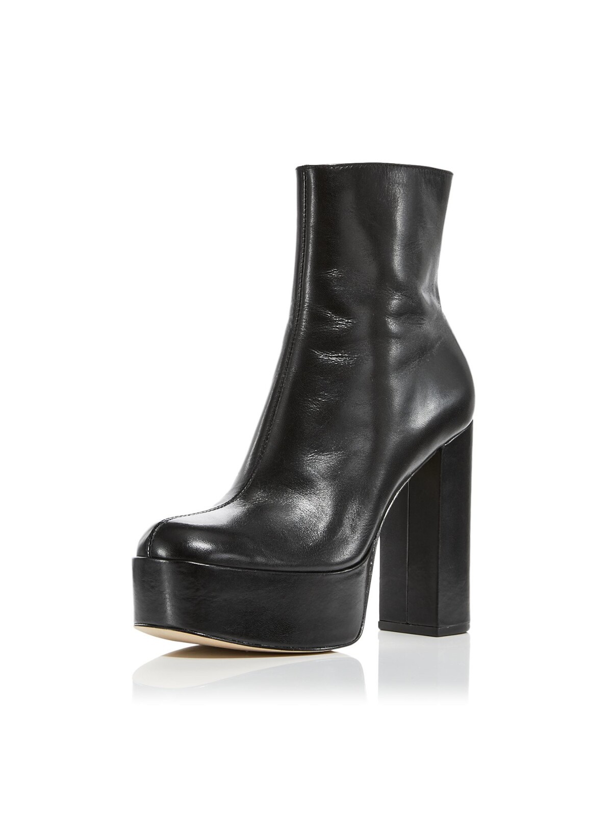 AQUA Womens Black 1 Platform Penn Square Toe Block Heel Leather Booties 10 M 9890₽