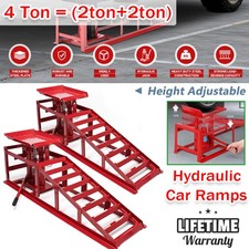 4 Ton Hydraulic Car Ramps 2 Pack HeavyDuty Garage Auto Van Bottle Lift Jack Ramp