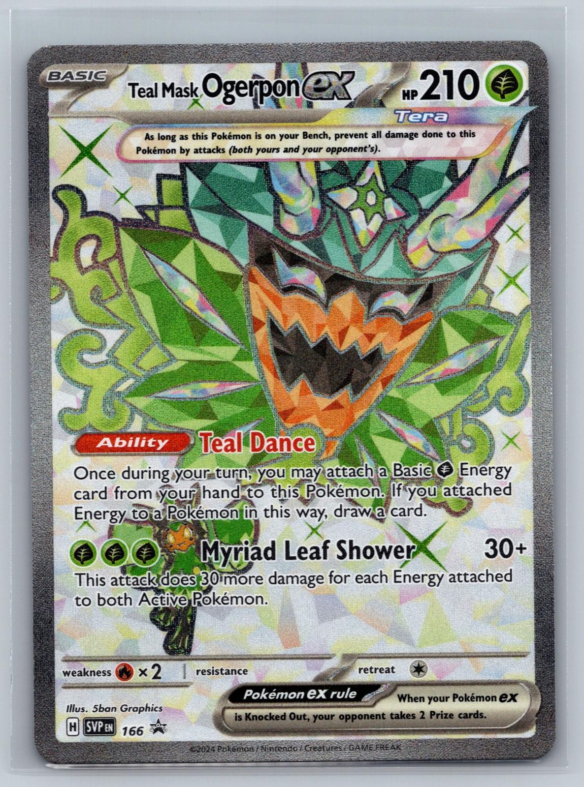 Teal Mask Ogerpon ex 166 Holo Ultra Rare Scarlet & Violet Promo Pokemon Card NM