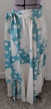 Vtg 70's Blue White Patchwork Maxi Skirt Boho Hippie Flower Power Pockets S Rare