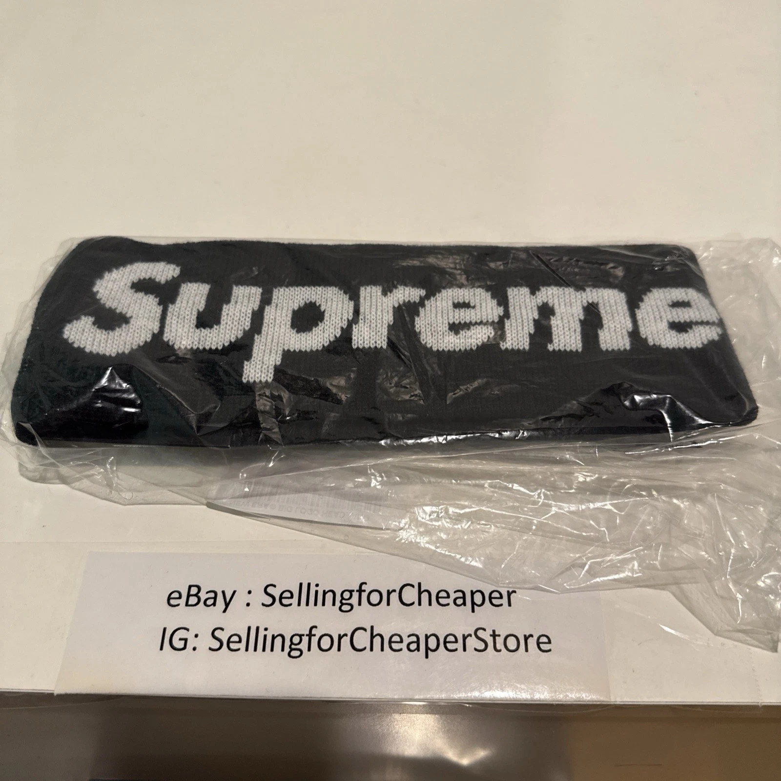 NEW Supreme x New Era Big Logo Headband Black / White One Size FW18 2018