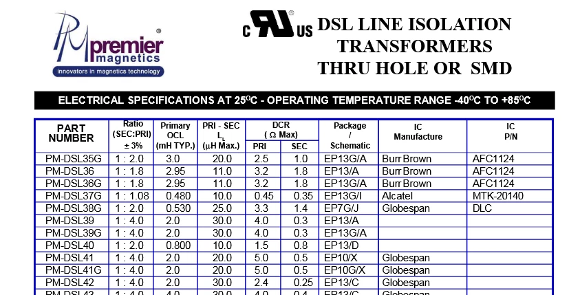 QTY (10) PM-DSL39 PREMIER MAGNETICS DSL LINE ISOLATION TRANSFORMERS PM130-H1A - Image 3 of 3