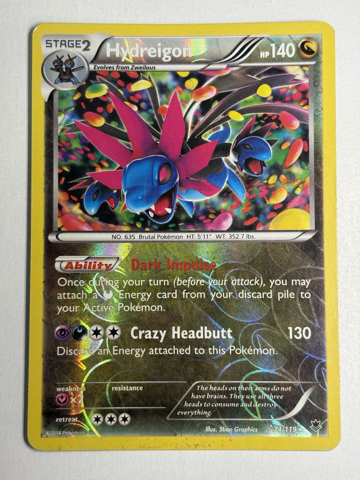 Hydreigon 74/119 Holo Rare XY Phantom Forces Pokemon Card