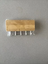 Wall Mounted Key Holder with Hooks – Wooden & White Plastic – Modern Design