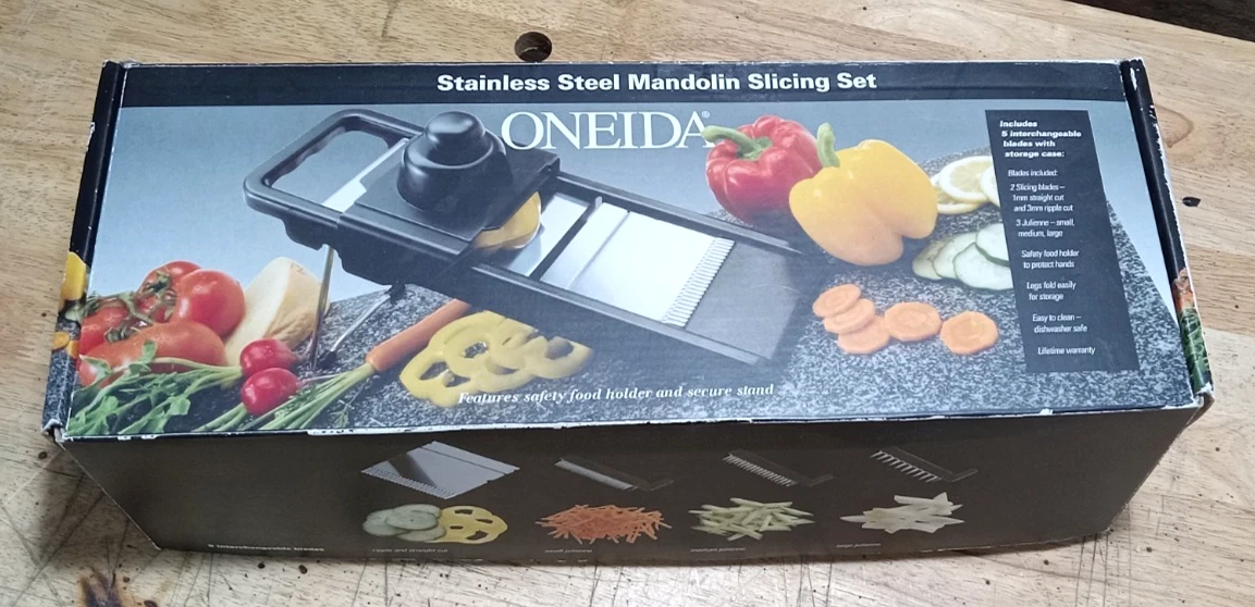 Oneida Stainless Steel Mandolin Slicer Safe Holder Dishwasher Safe
