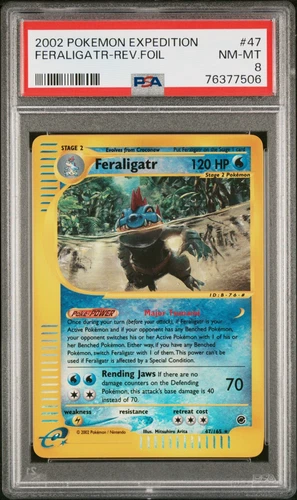 PSA 8 Feraligatr Reverse Holo 47/165 Expedition 2002 Pokemon Card