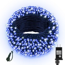 33FT Blue Christmas String Lights 100 LED Plug In w/ 8 Modes  Timer Indoor
