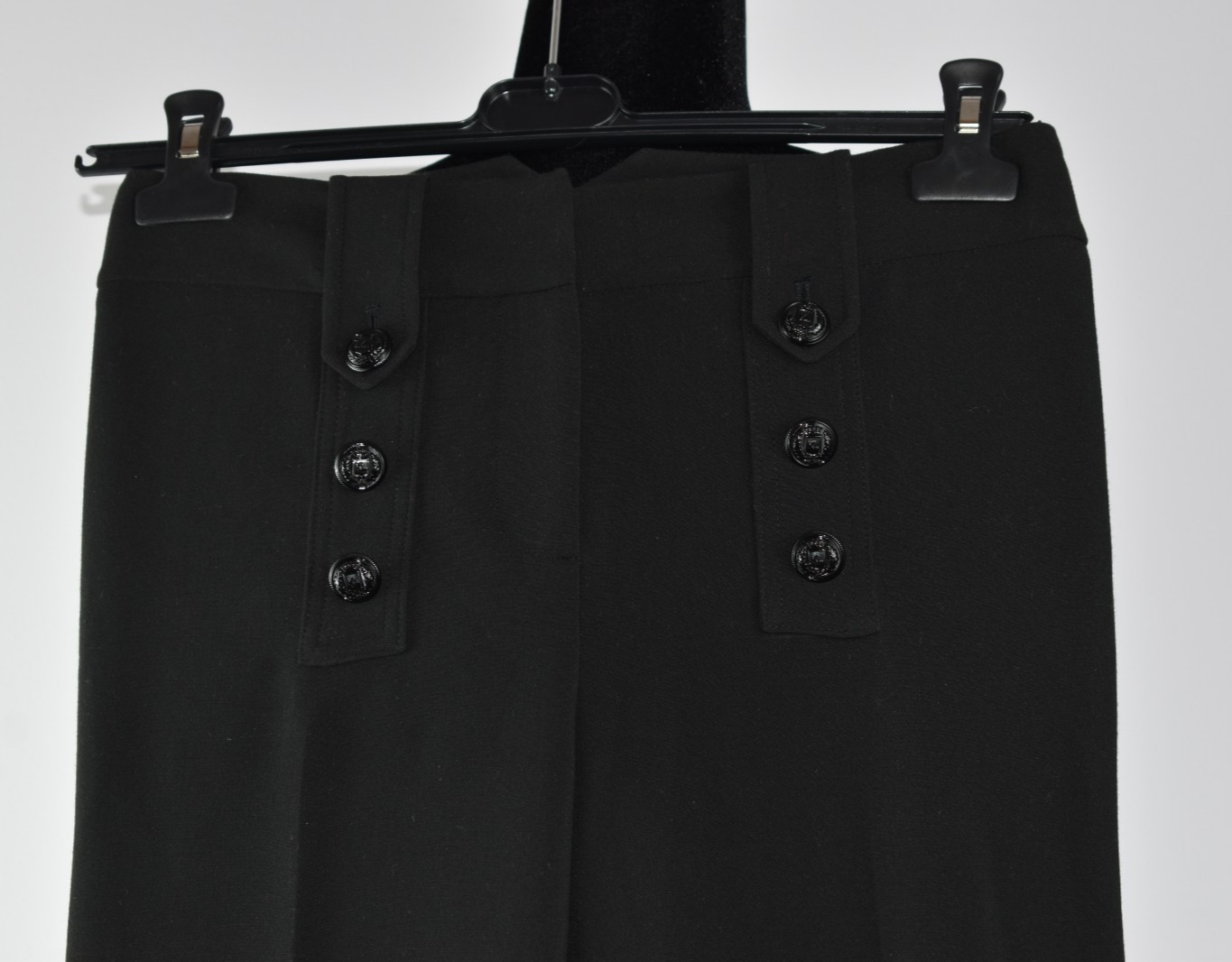 NWT Karl Lagenfeld Sz 0 Black Wide Leg Pants Cuffed Trousers Flat Front Business