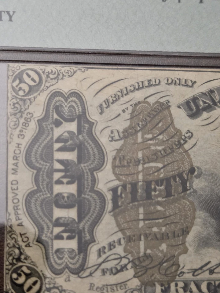 MONEDA FRACCIONARIA 50 CÉNTIMOS TERCERA EMISIÓN FR1373 "a"EN FRENTE, CLASIFICADA PMG 62 UNCIR Foto 2 de 4