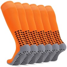 3 Pairs Kids Youth Grip Soccer Socks, Non Slip Knee High Soccer Football Spor...