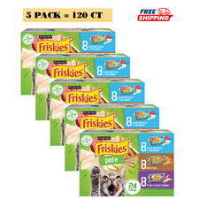 5 Packs, Friskies Pate Adult Cat Wet Food - Variety Pack, 24 Ct, 132 OZ