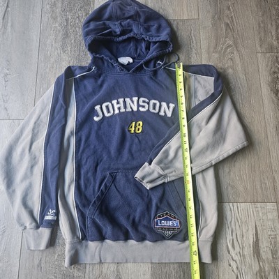 NASCAR LOWES 48 Jimmie Johnson Navy & Grey Racing Fleece Lined HOODIE Med (D23