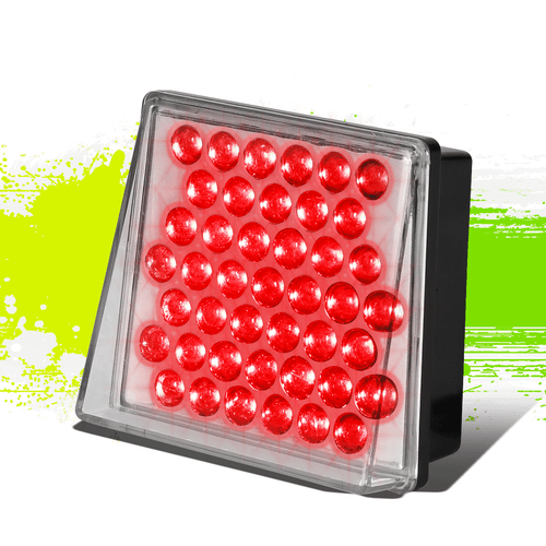 Universal Rear Tail Bumper Brake Light Lamp Chrome Housing Red LED 80mm X 70mm - Afbeelding 1 van 5