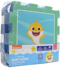 YuMe Brand Baby Shark Soft EVA Foam Tile Play Mat For Infants 12 Pieces 48X36”