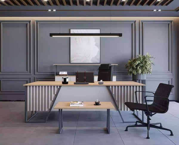 Hell Graue BüRo Einrichtung BüRomöBel Set Tisch Schreibtisch Schrank 3Tlg-image