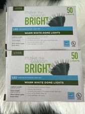Lot Of 8 Living Solutions 50 Ct LED Warm White Dome String Lights New in box