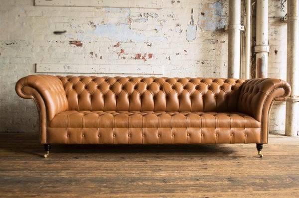 Chesterfield Leder Polster Luxus Sofa Design Couch Klassische Sofa 4 Sitzer Neu-image