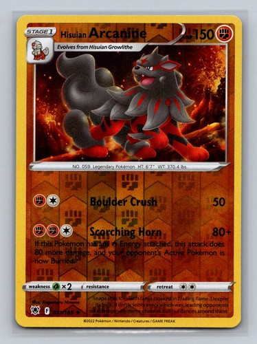 Hisuian Arcanine 071/189 Rare Astral Radiance Pokemon Reverse Holo Near Mint