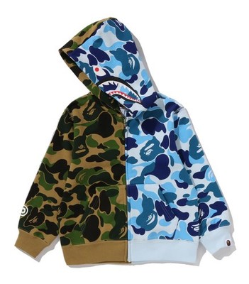A BATHNIG APE BAPE KIDS 1ABC CAMO MULTI SHARK ZIP HOODIE