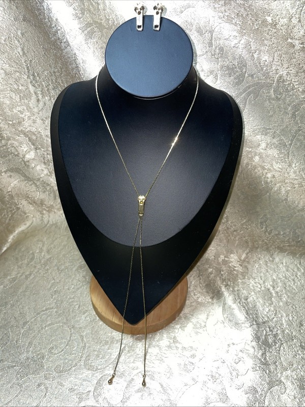  Zipper Necklace & Earrings Set/Gold-Tone/Great condition.