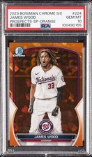 2023 BOWMAN CHROME SAPPHIRE EDITION PROSPECTS SP-ORANGE JAMES WOOD 44/75 PSA 10